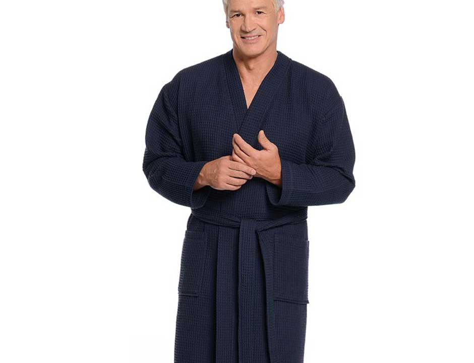 Marineblauwe badjas pique