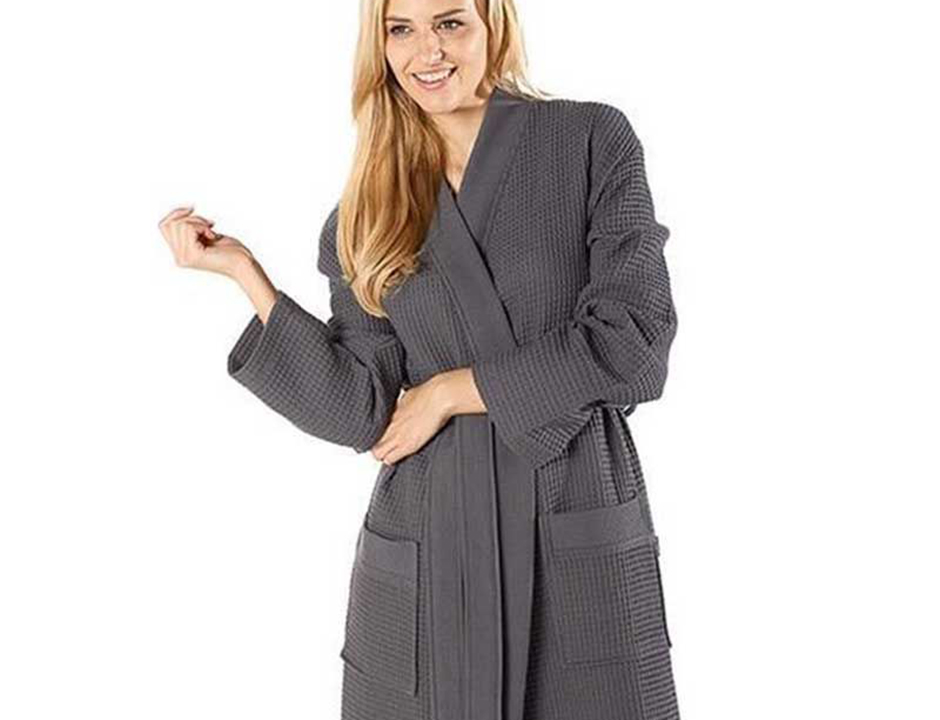 Kimono wafel badjas antraciet