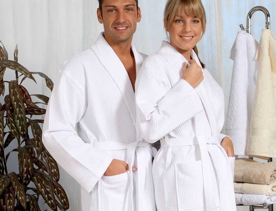 Wafel badjas wit