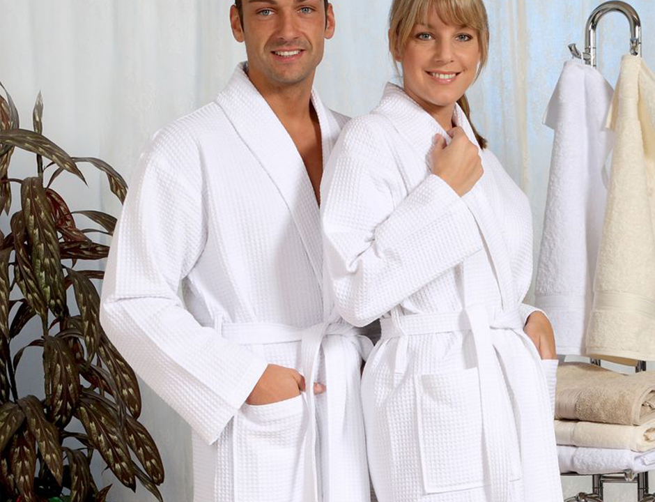 Wafel badjas wit - Grote maten badjas tot 10XL
