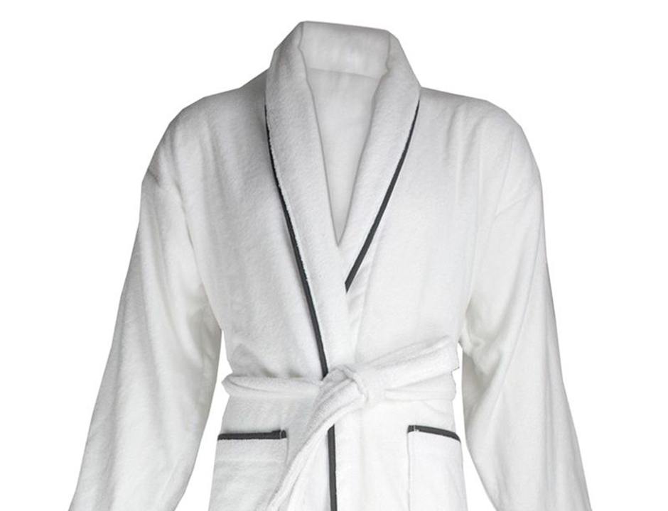 Luxe velours badjas met piping – 450 grams katoen