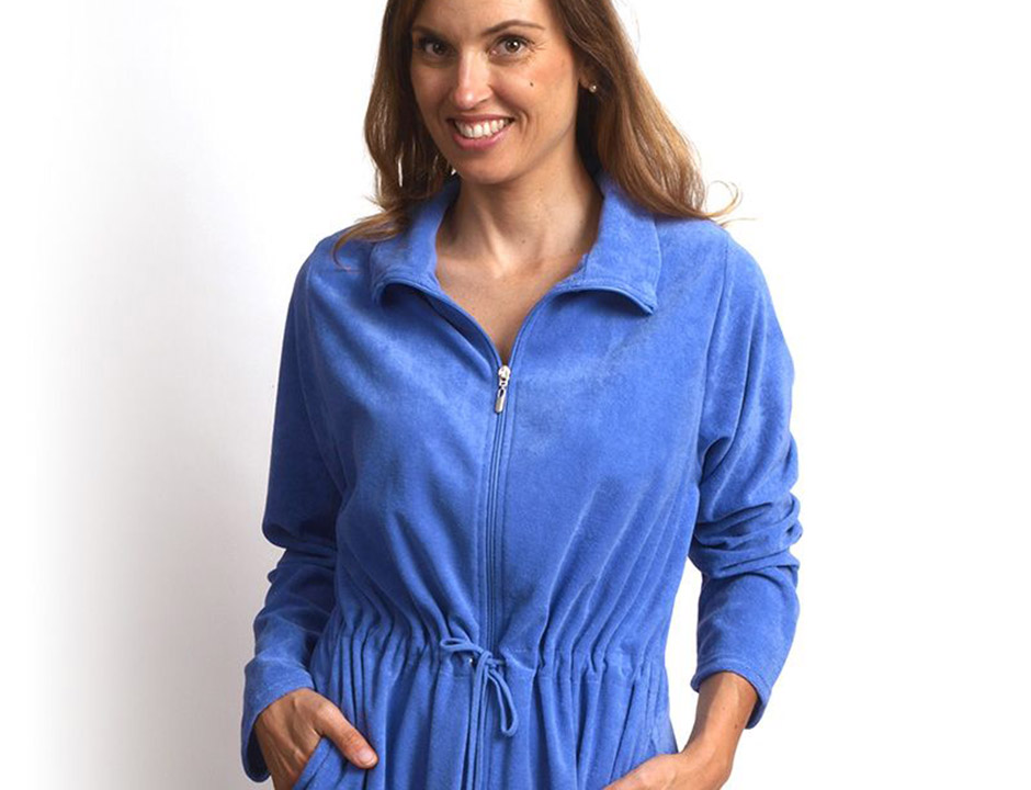 Zomer badjas met rits - kobaltblauw