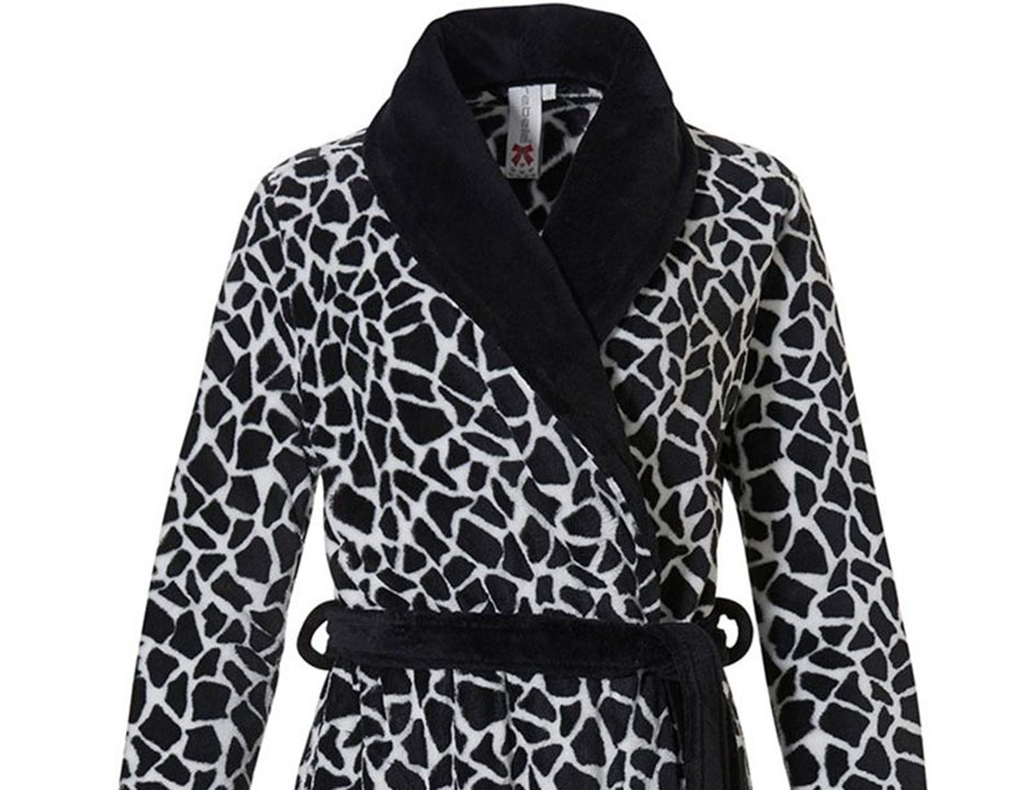 Rebelle damesbadjas giraffe – zacht fleece