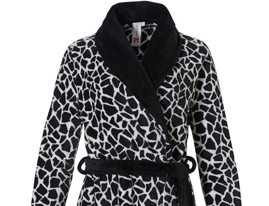 Rebelle damesbadjas giraffe – zacht fleece