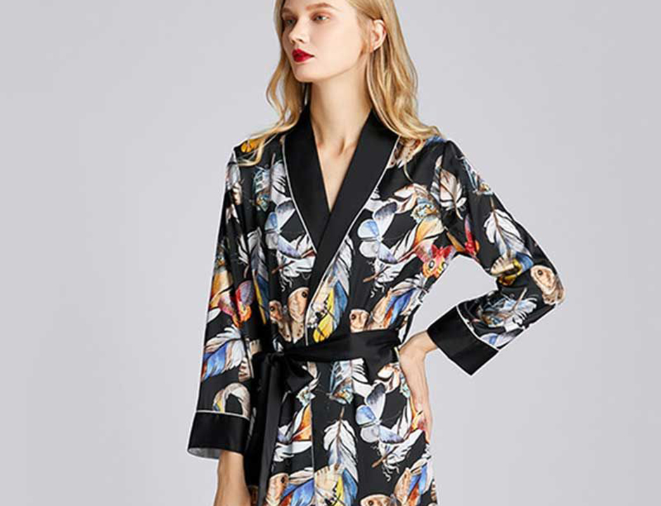Satijnen kimono vogels